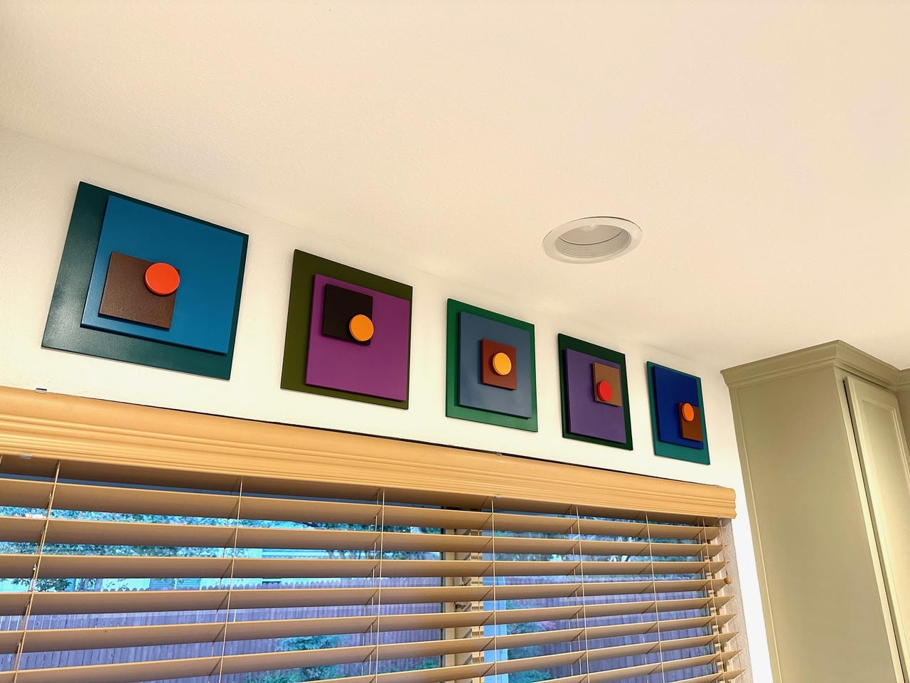 Austin Trail — After, kitchen colorful square art panels above window